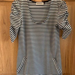 VeronicaM Black and White Striped Dress
